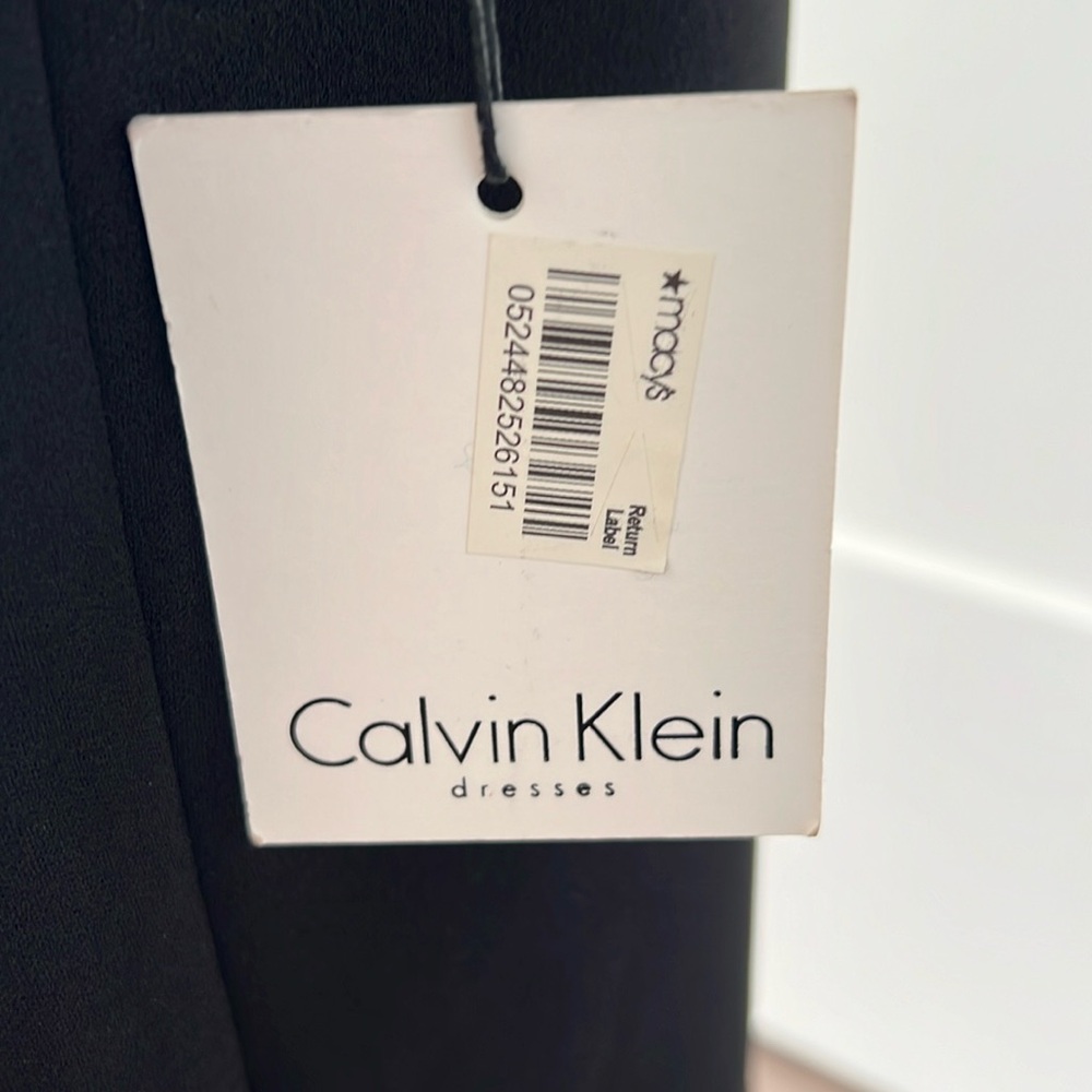🎉Host Pick🎉Calvin Klein Black Cocktail Dress w/ 10” Slit Bell Sleeves Size 14 - Picture 15 of 16